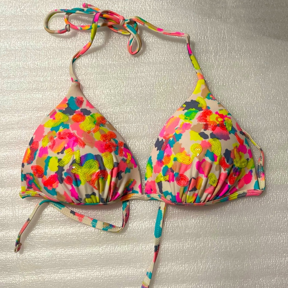 Xhilaration Swim Push Up Bikini Top Size Small Multicolor Cheetah Print